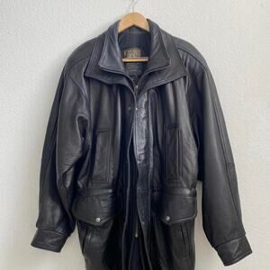 Vintage Black Lambskin Leather Coat